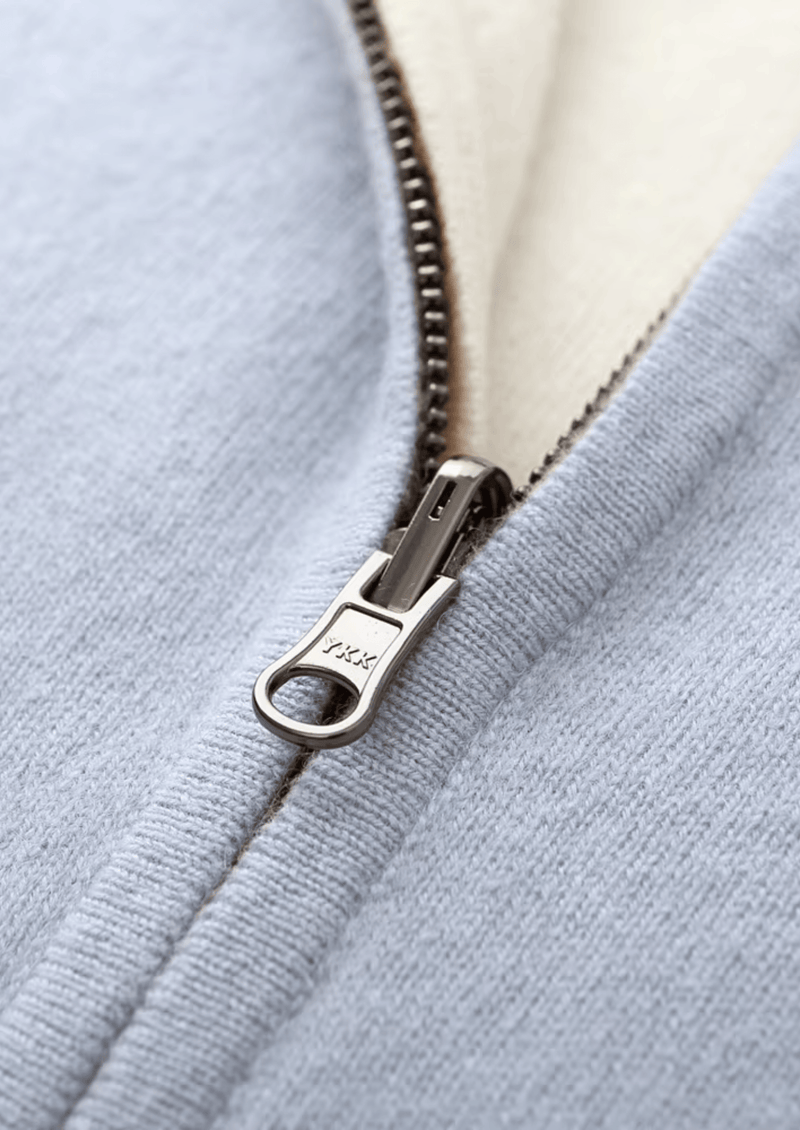 PURE EXTRA-FINE MERINO WOOL ZIP CARDIGAN