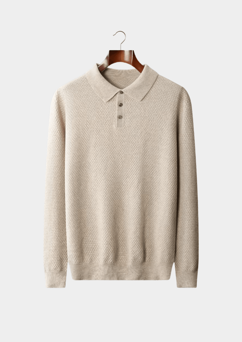 Premium Cashmere Textured Sweater Polo