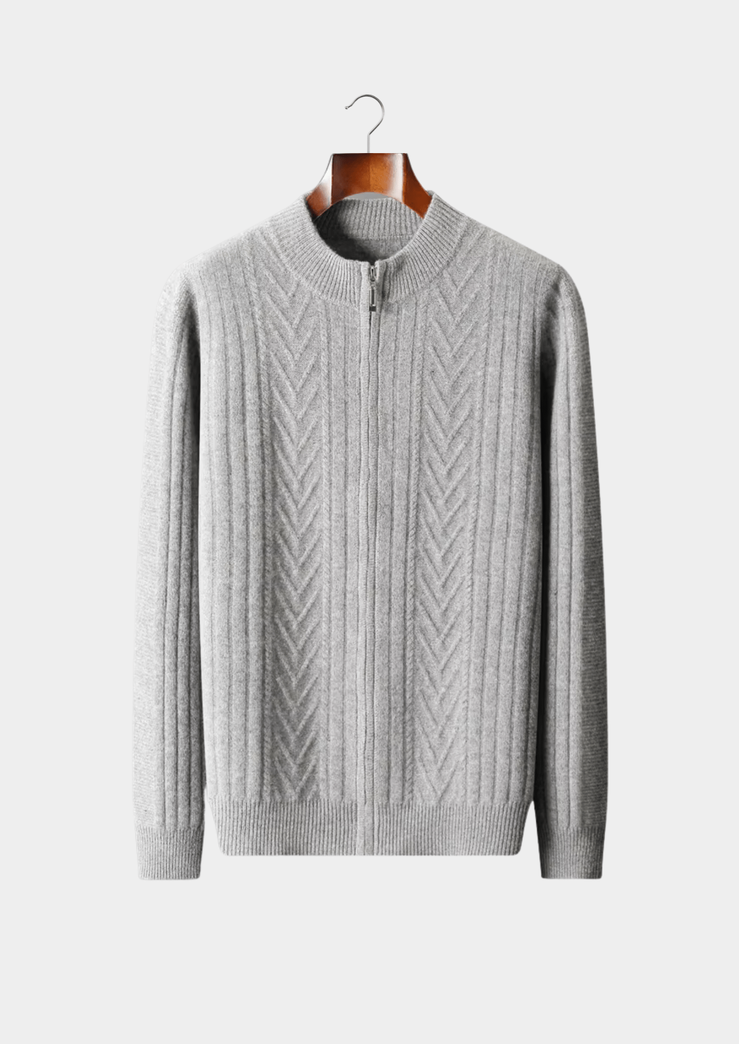 Pure Extra-Fine Merino Wool Patterned Zip Cardigan