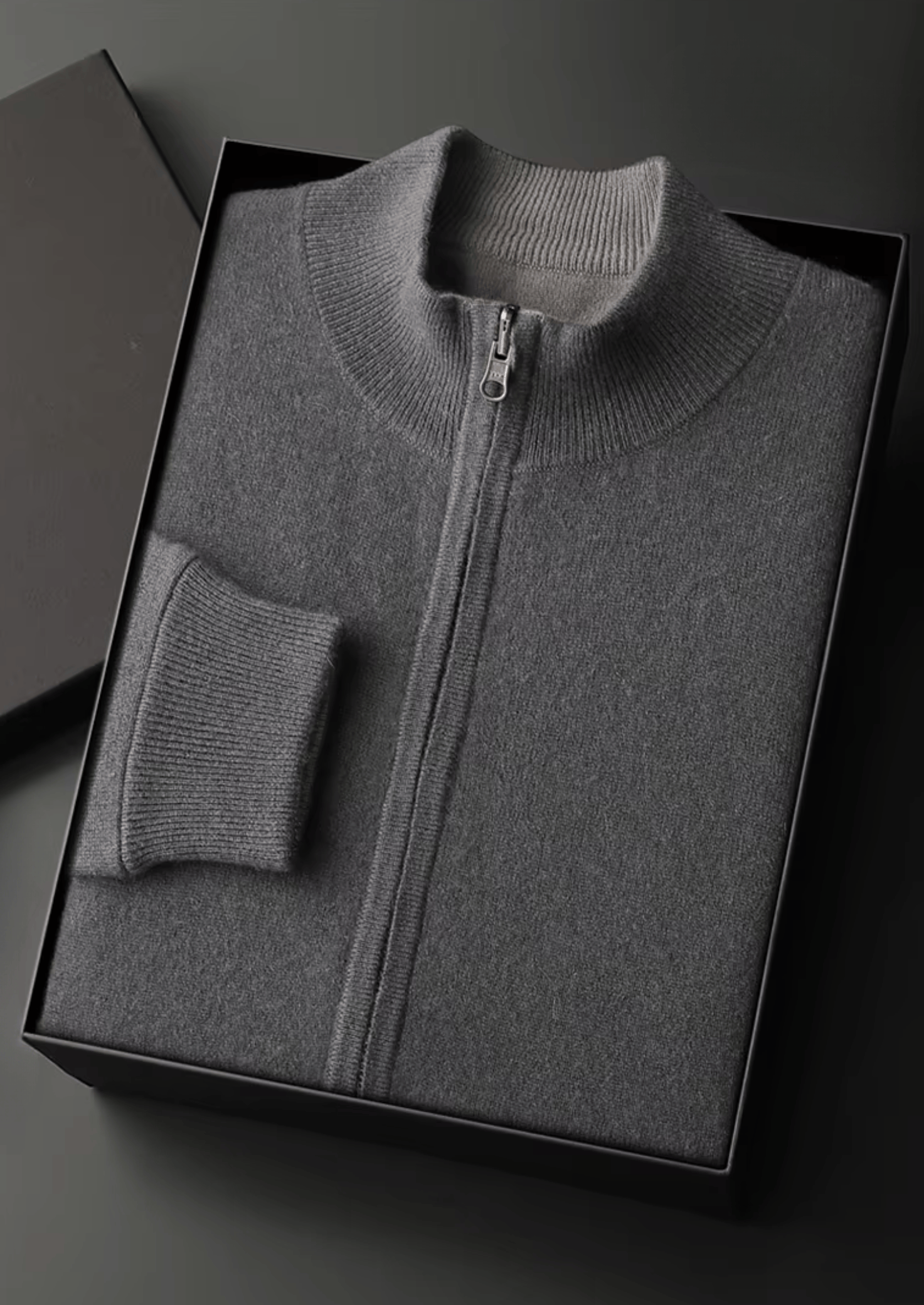 PURE EXTRA-FINE MERINO WOOL ZIP CARDIGAN