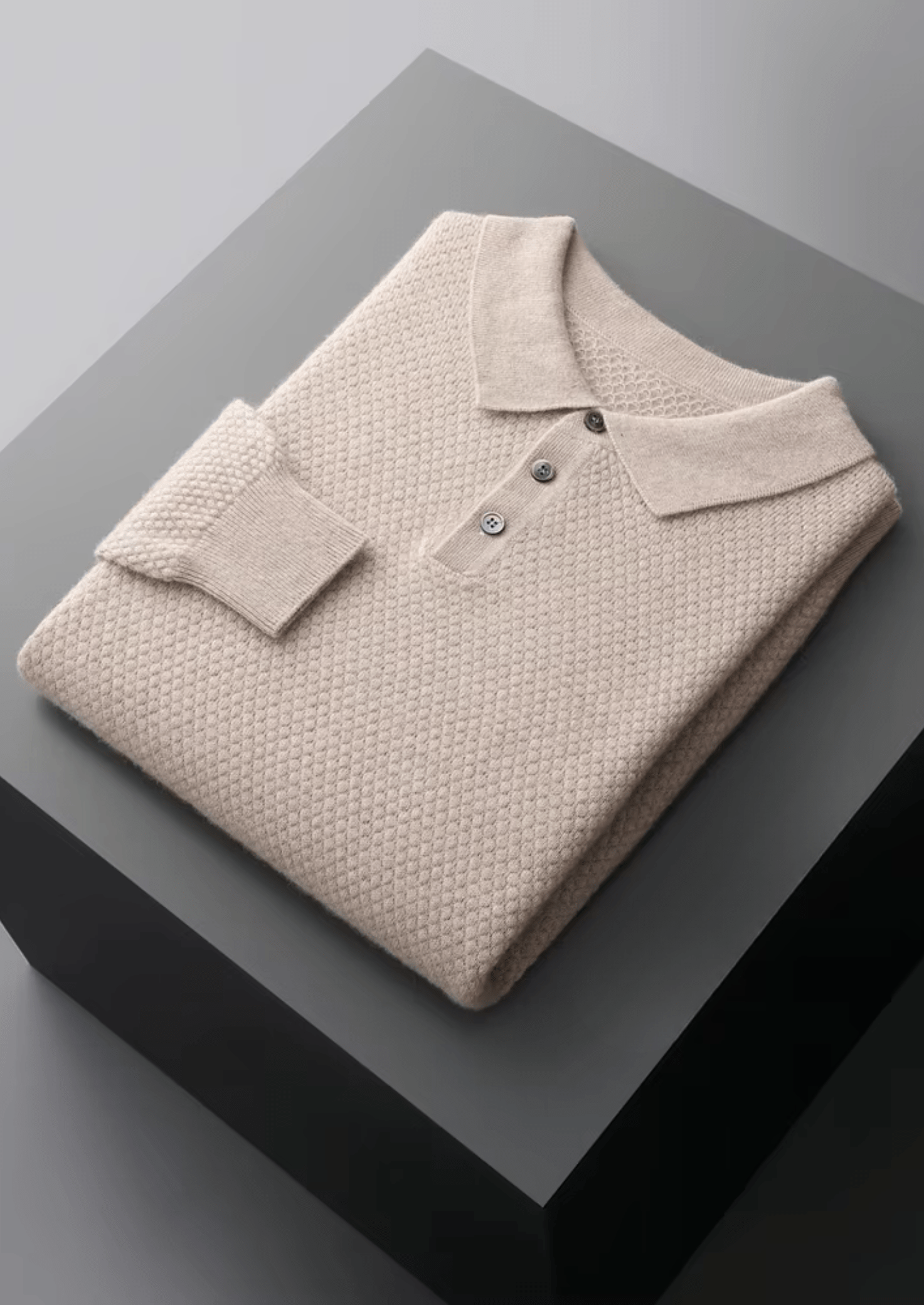 Premium Cashmere Textured Sweater Polo