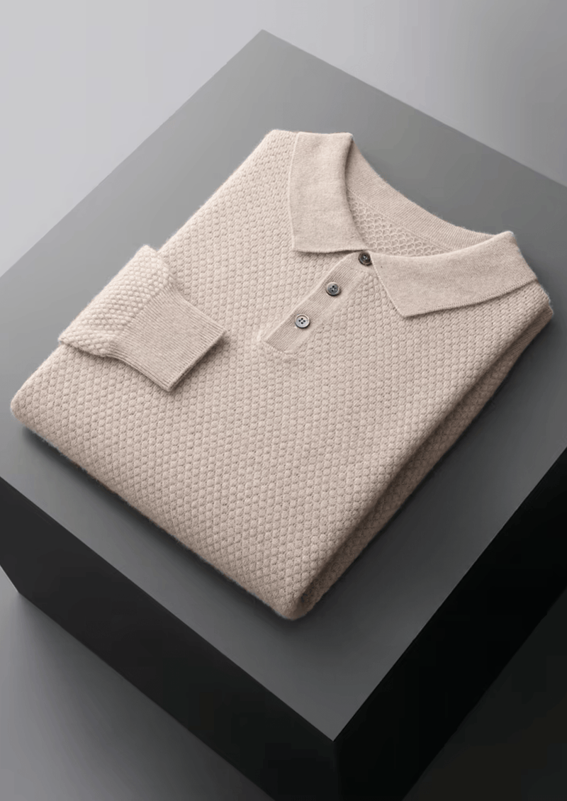 Premium Cashmere Textured Sweater Polo