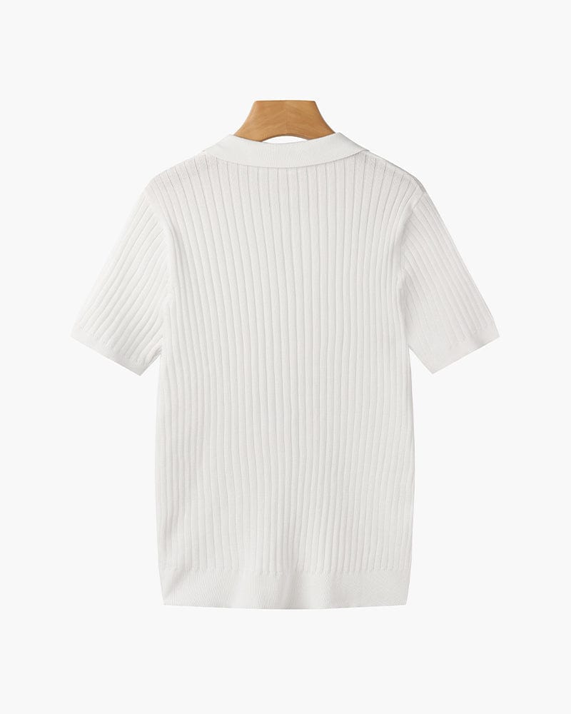 Knit Open Collar Polo