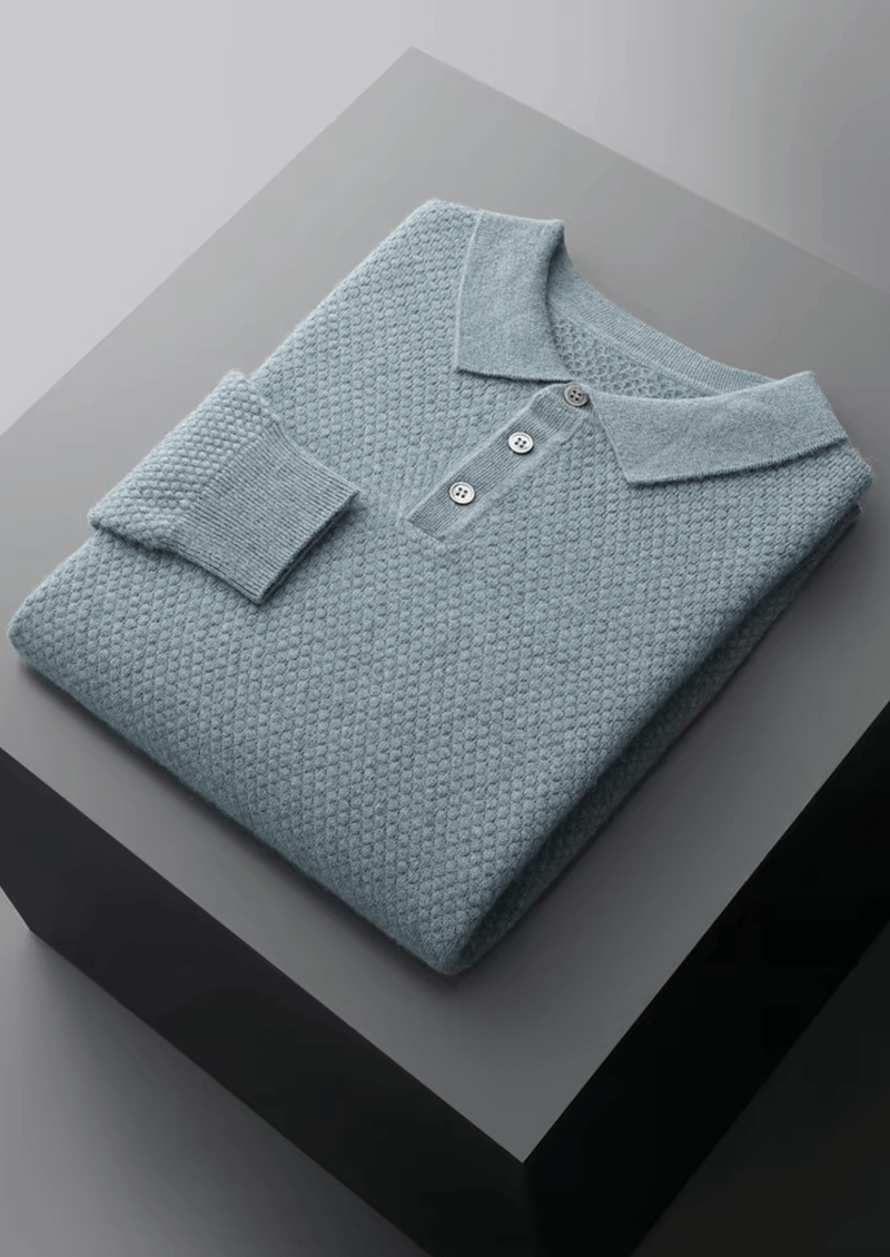 Premium Cashmere Textured Sweater Polo