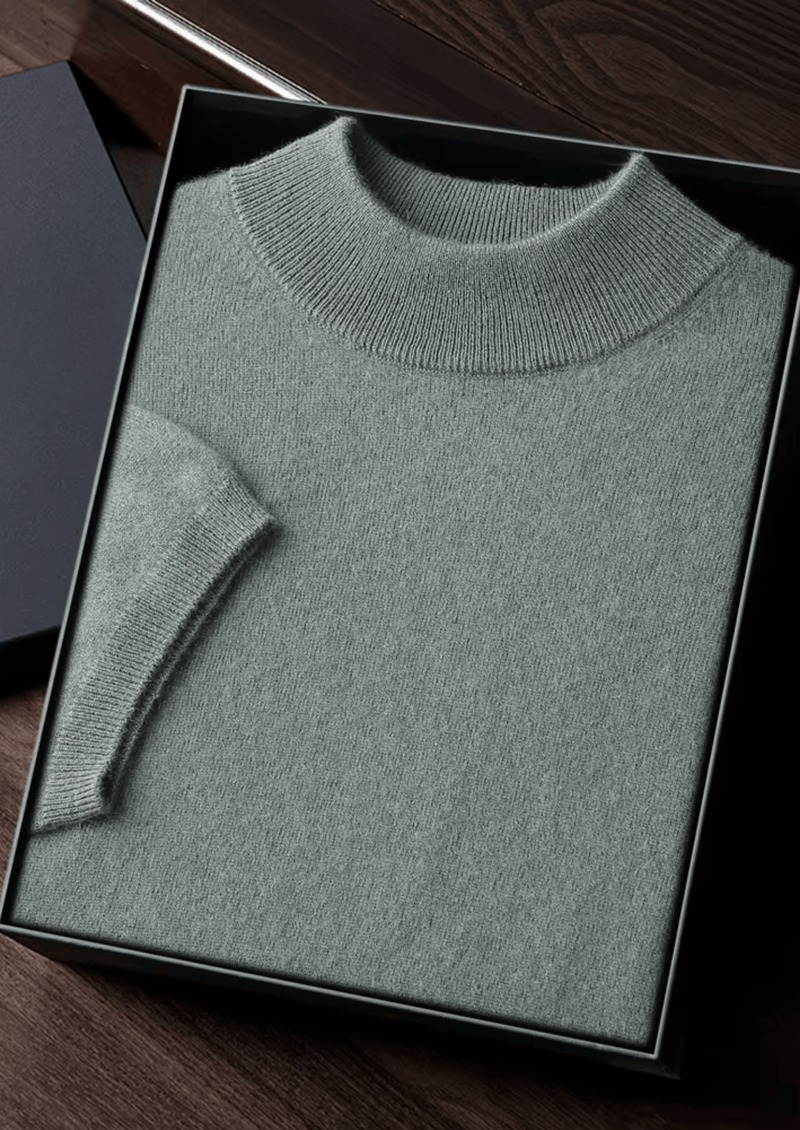 Premium Cashmere Mock Neck T-Shirt