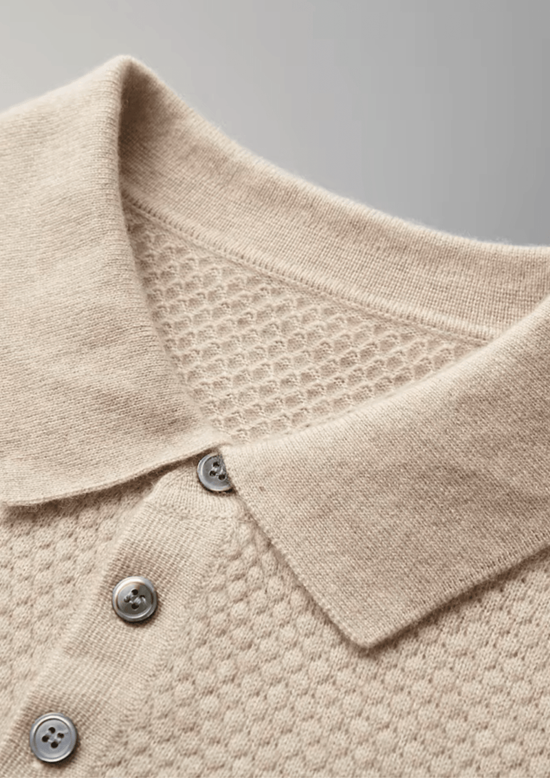 Premium Cashmere Textured Sweater Polo