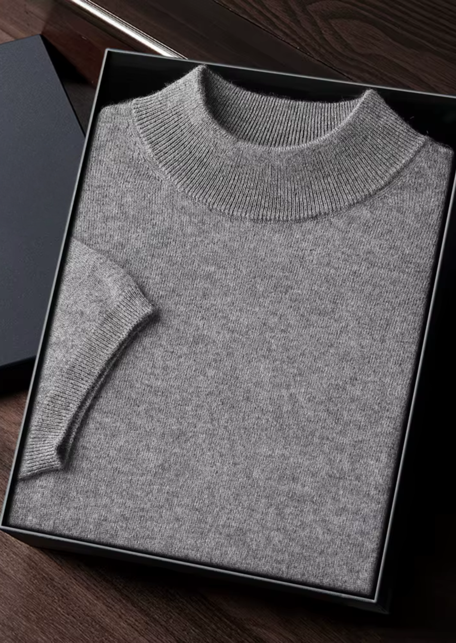 Premium Cashmere Mock Neck T-Shirt