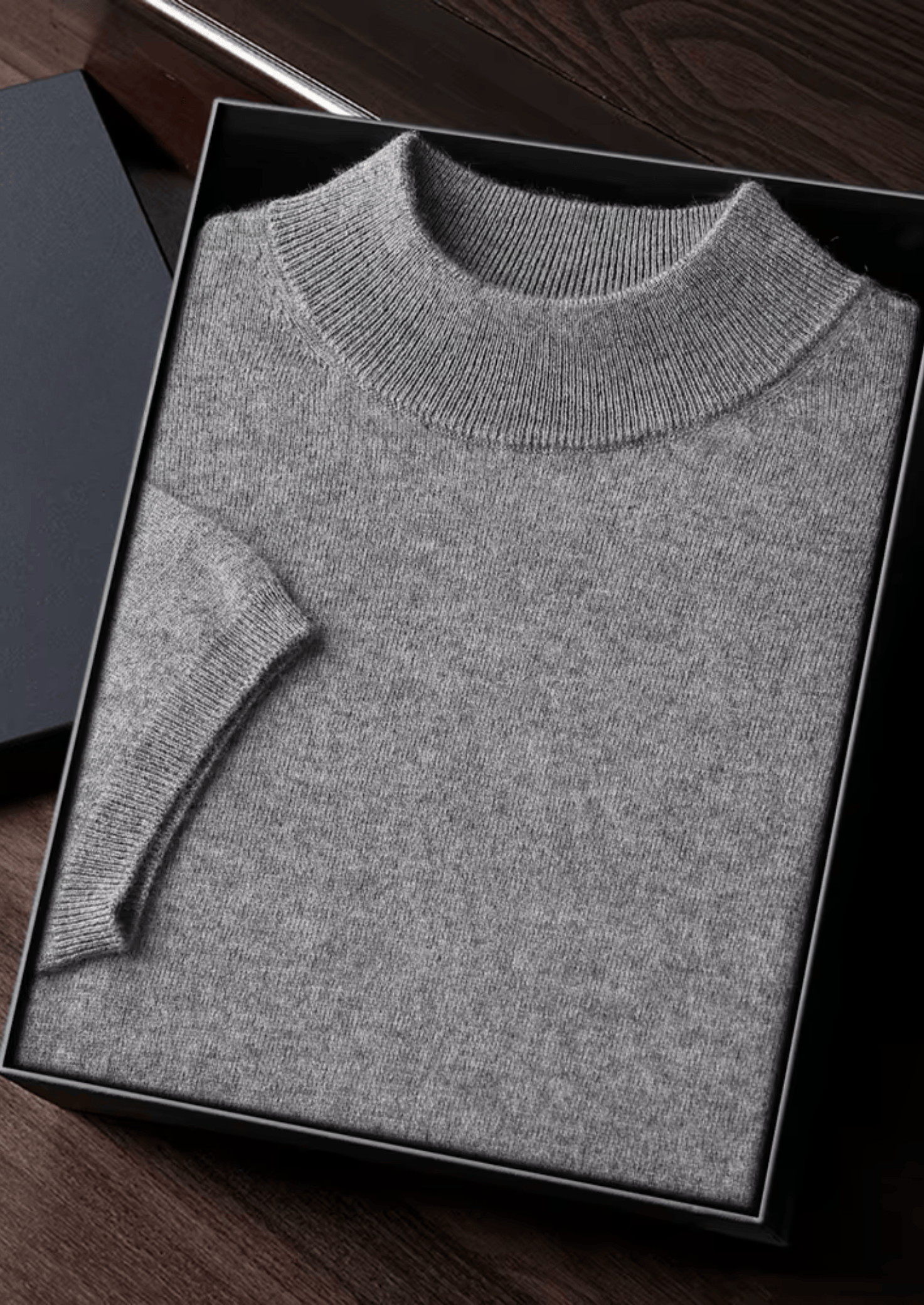Premium Cashmere Mock Neck T-Shirt
