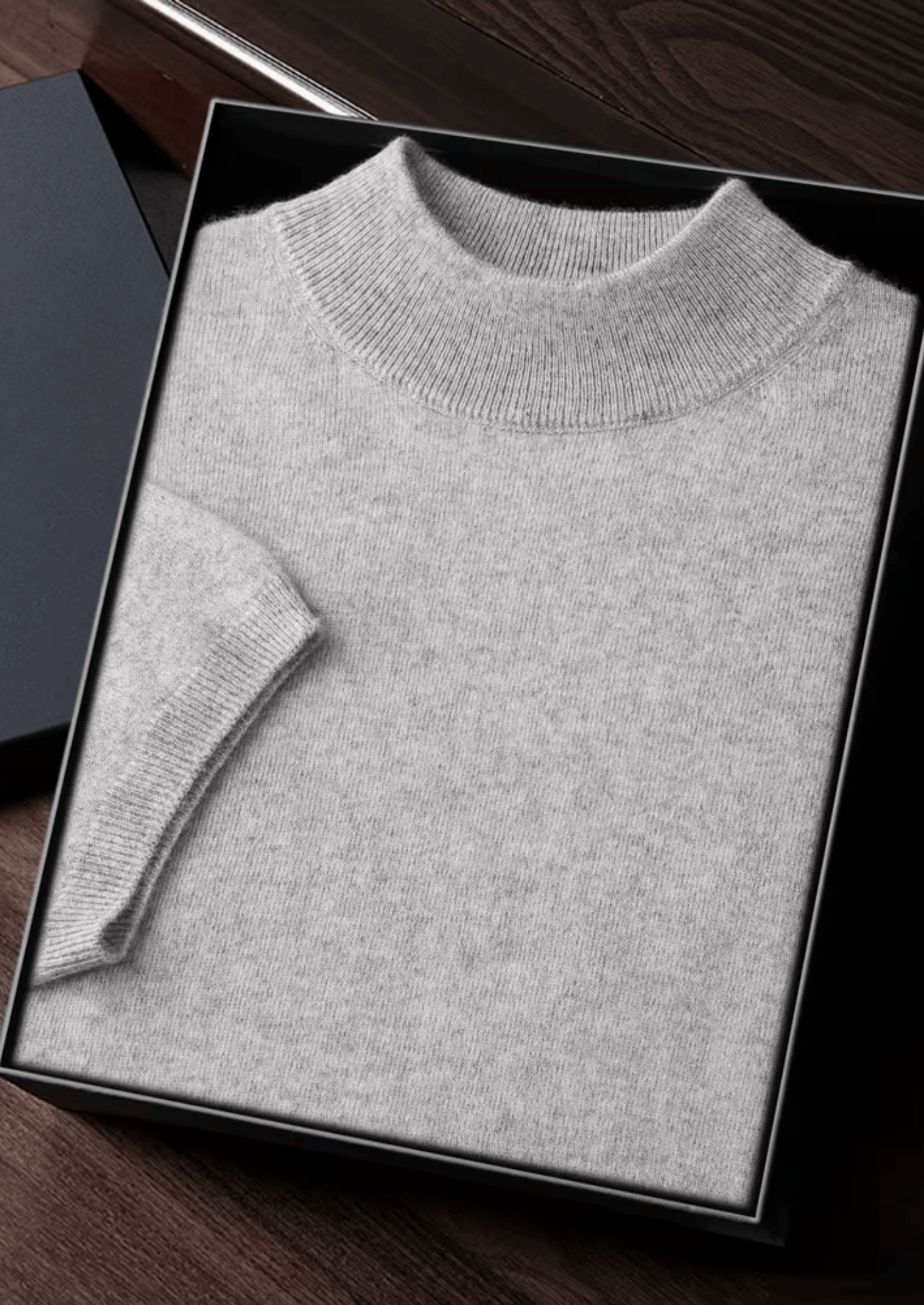 Premium Cashmere Mock Neck T-Shirt