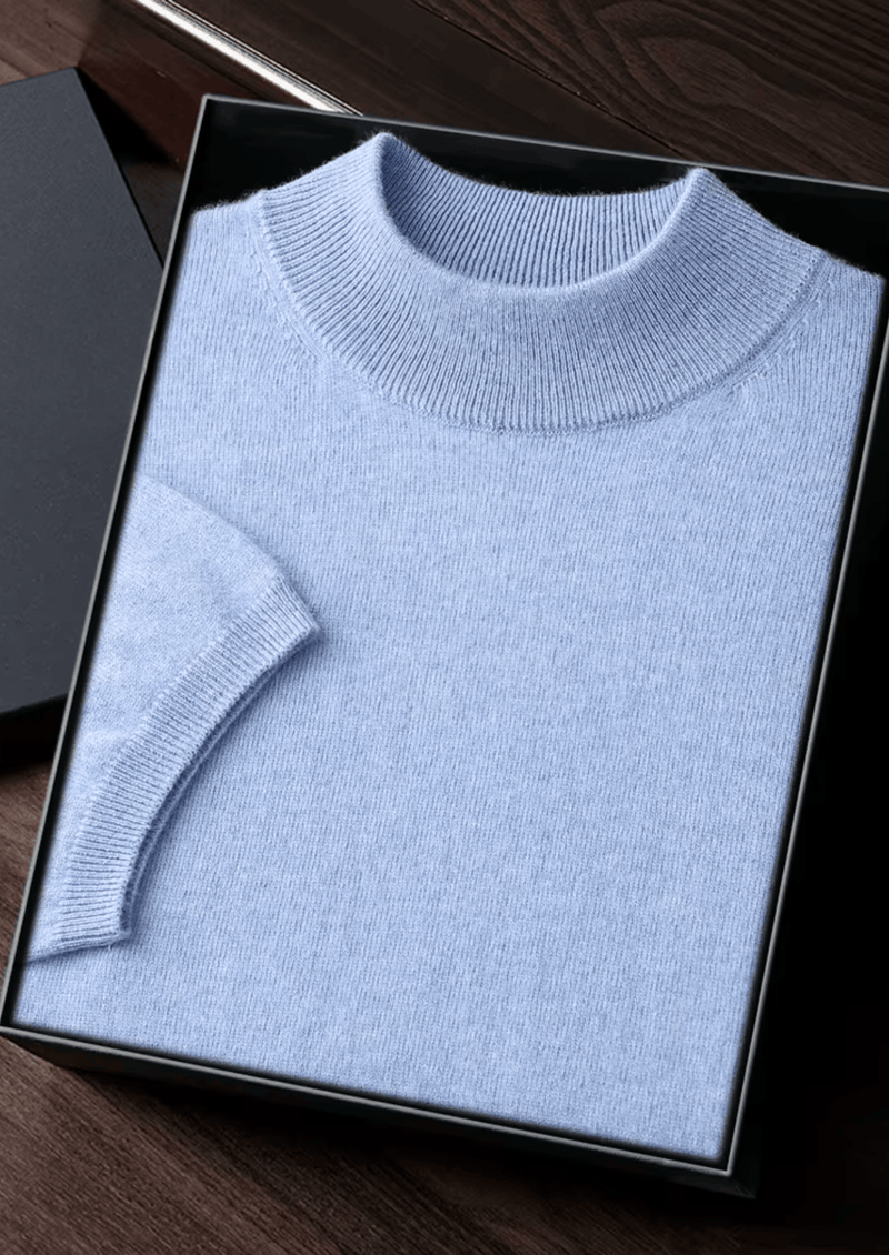 Premium Cashmere Mock Neck T-Shirt