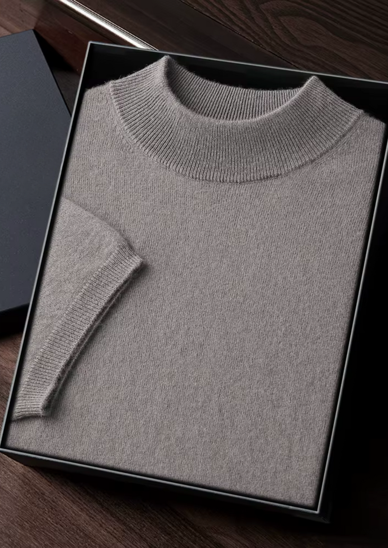 Premium Cashmere Mock Neck T-Shirt