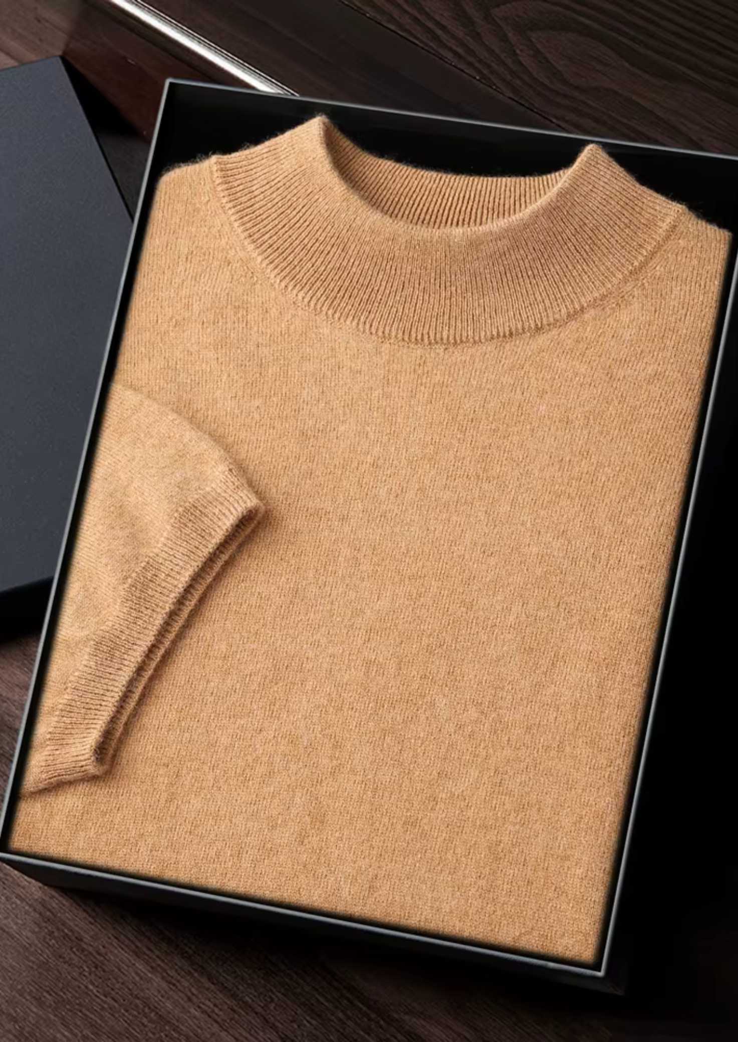 Premium Cashmere Mock Neck T-Shirt