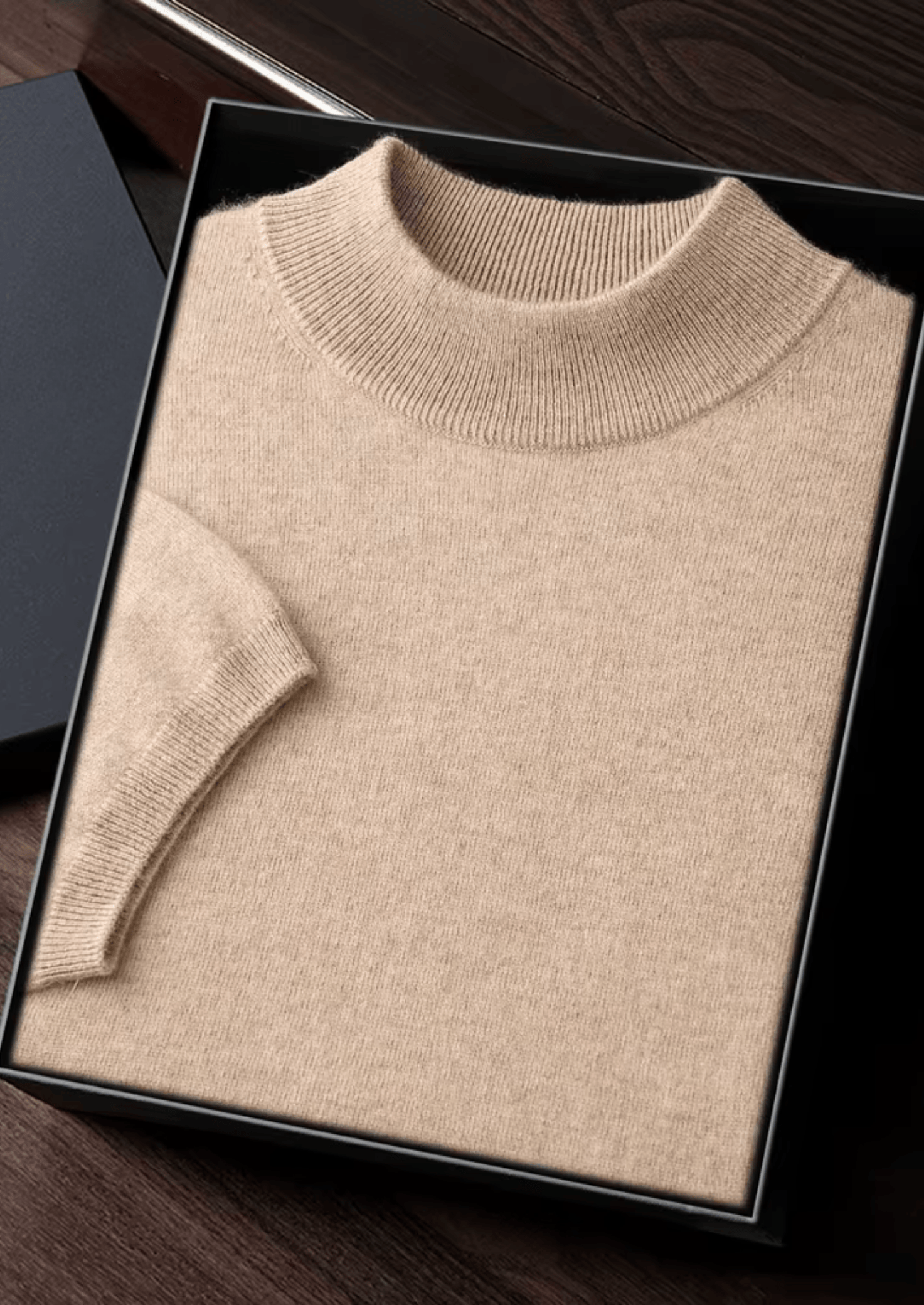 Premium Cashmere Mock Neck T-Shirt