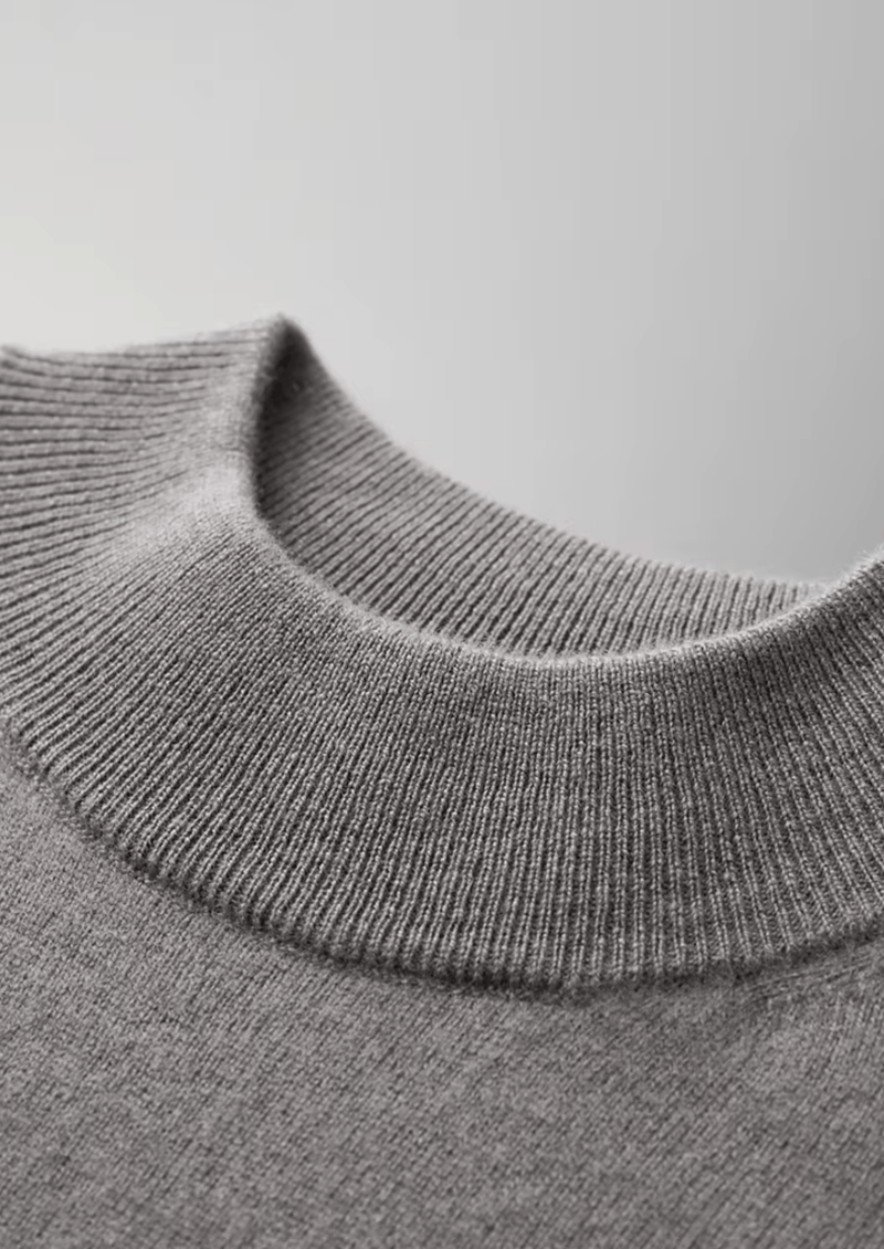 Premium Cashmere Mock Neck T-Shirt