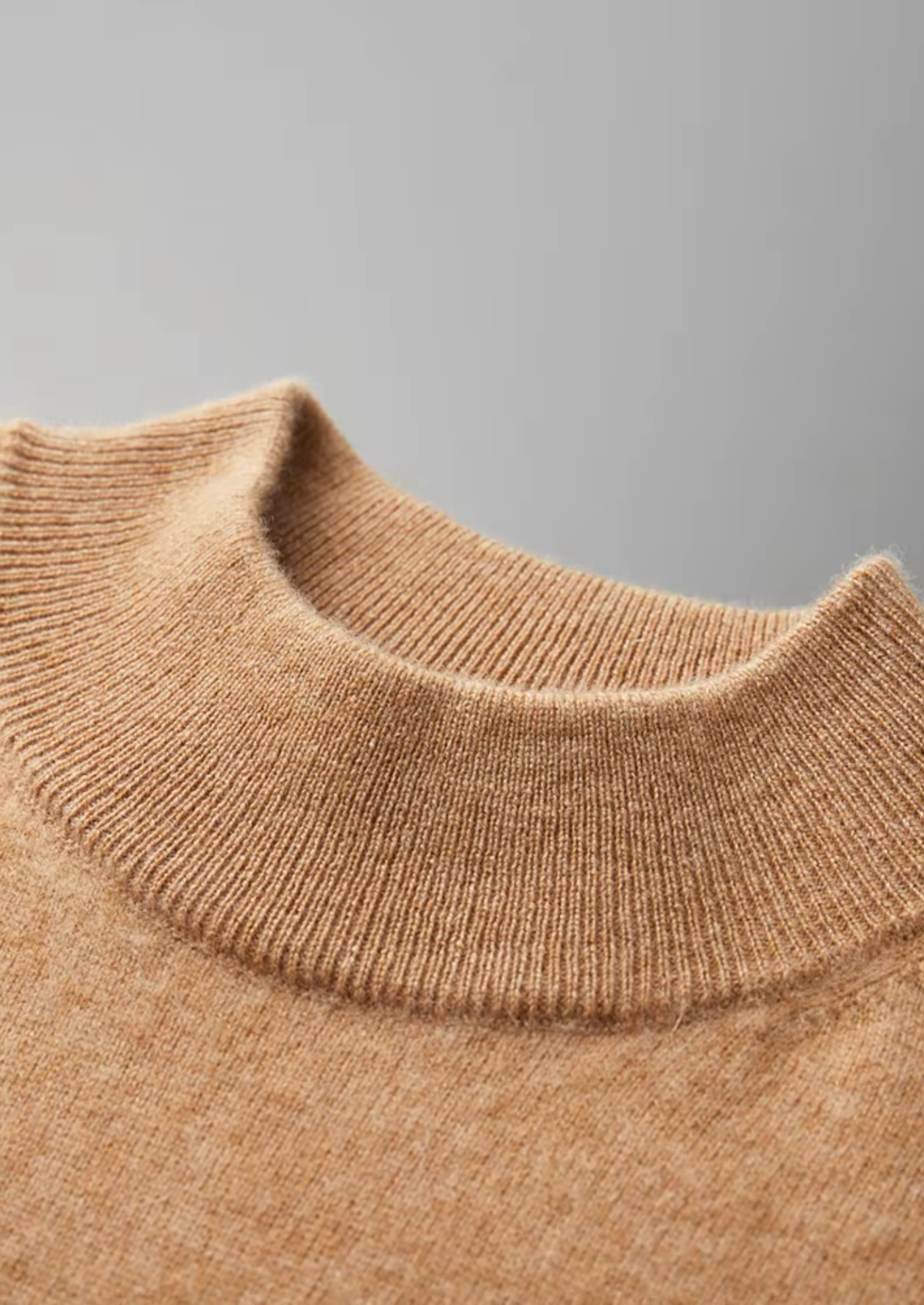 Premium Cashmere Mock Neck T-Shirt