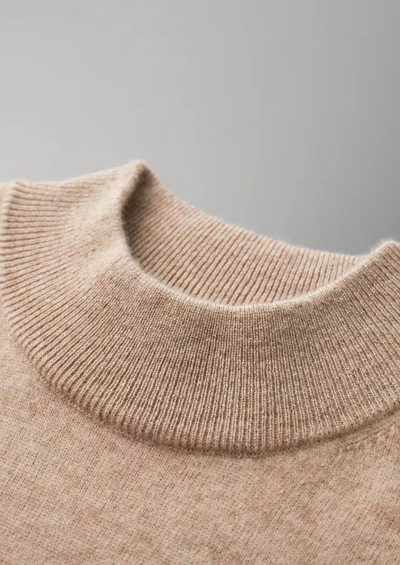 Premium Cashmere Mock Neck T-Shirt