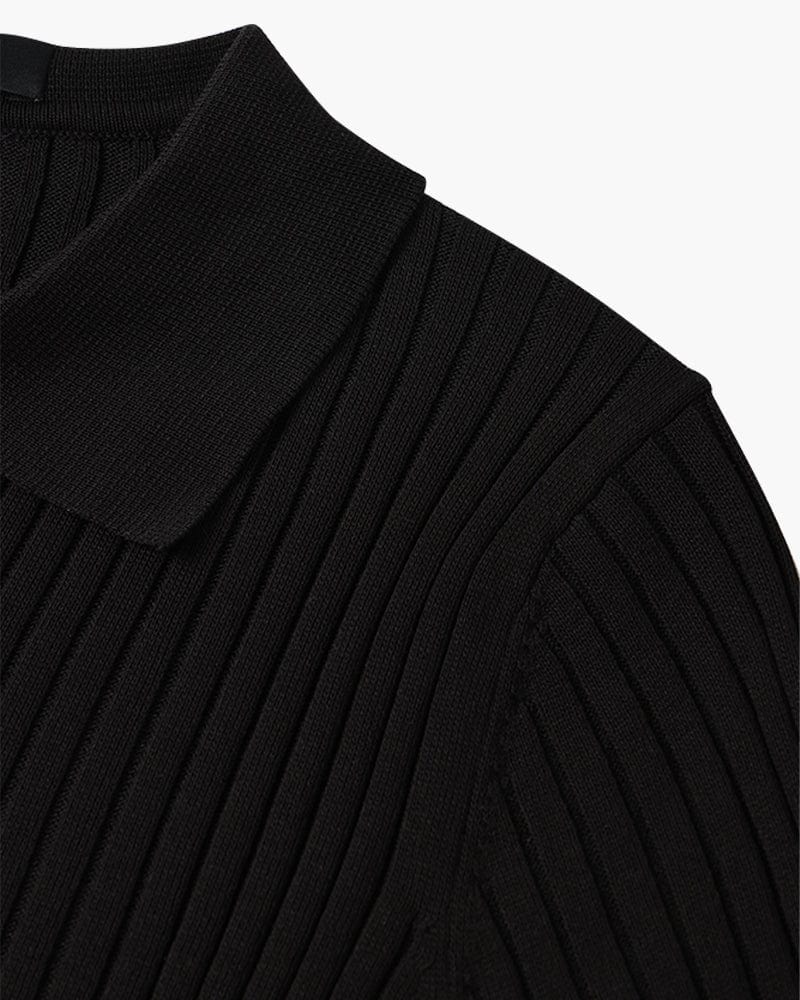 Knit Open Collar Polo