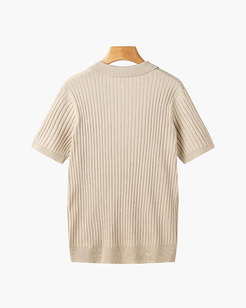 Knit Open Collar Polo
