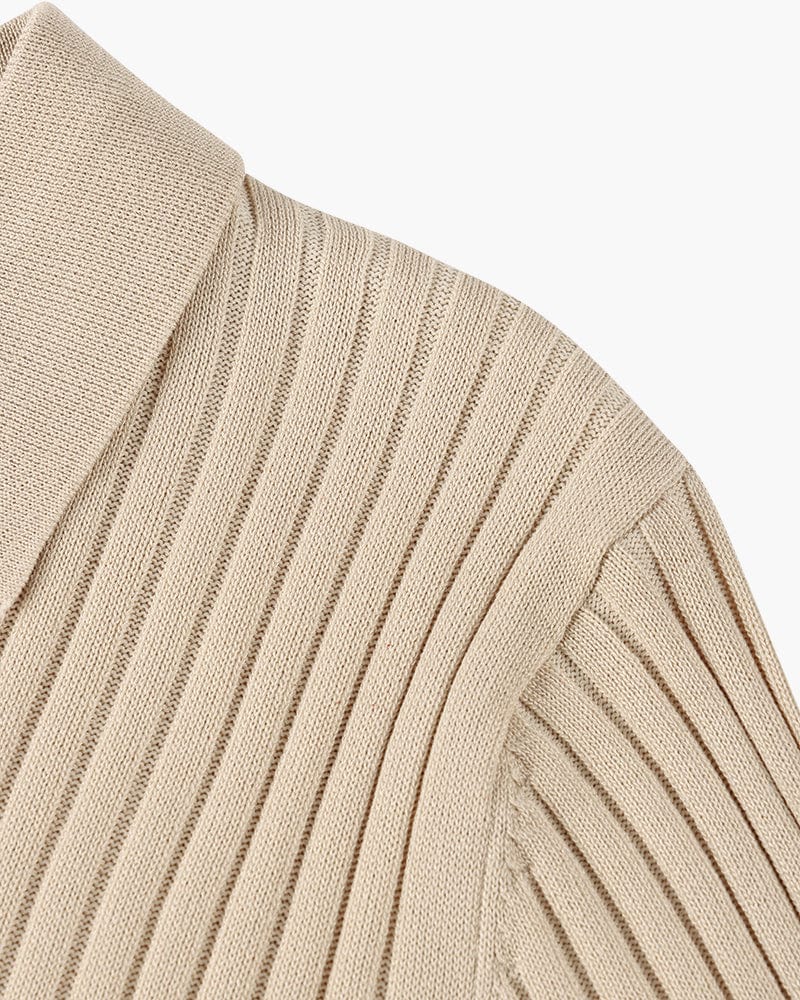 Knit Open Collar Polo
