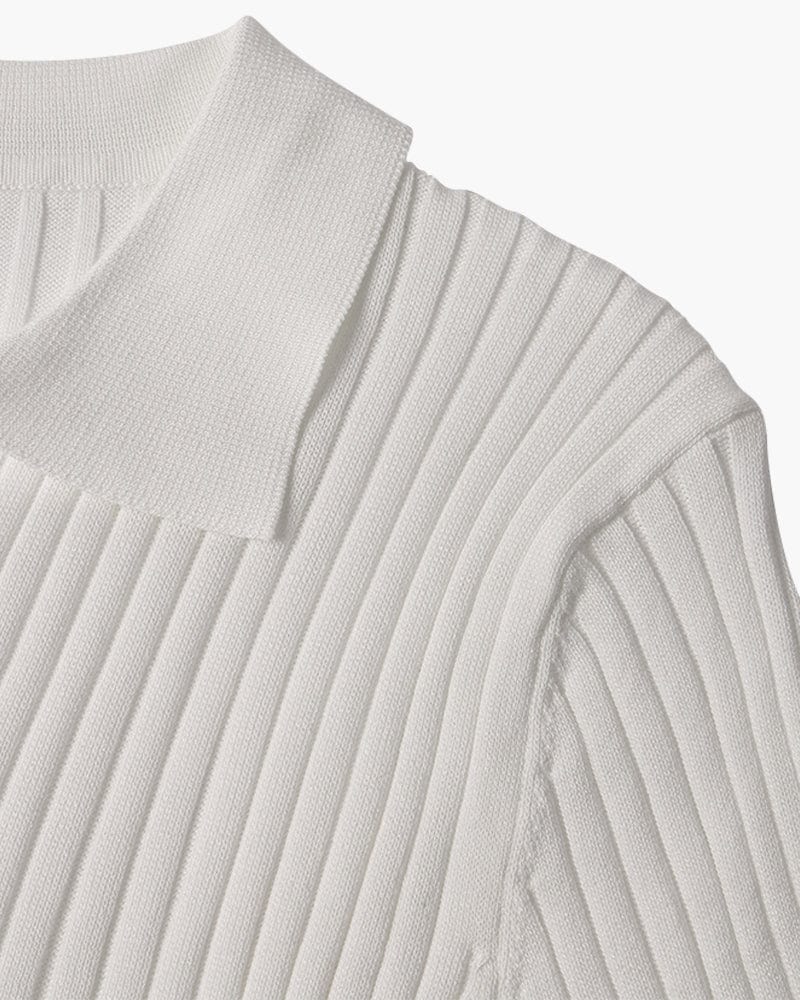 Knit Open Collar Polo