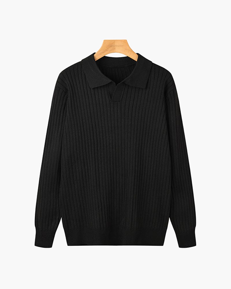 Ribbed V-Neck Polo