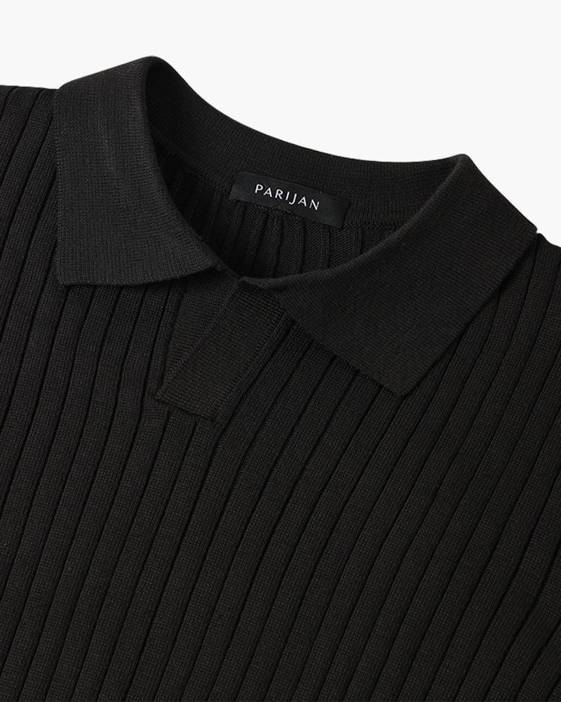 Ribbed V-Neck Polo