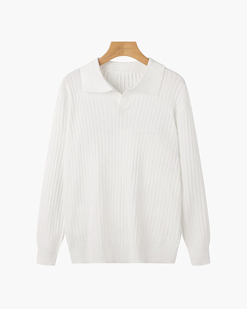 Ribbed V-Neck Polo
