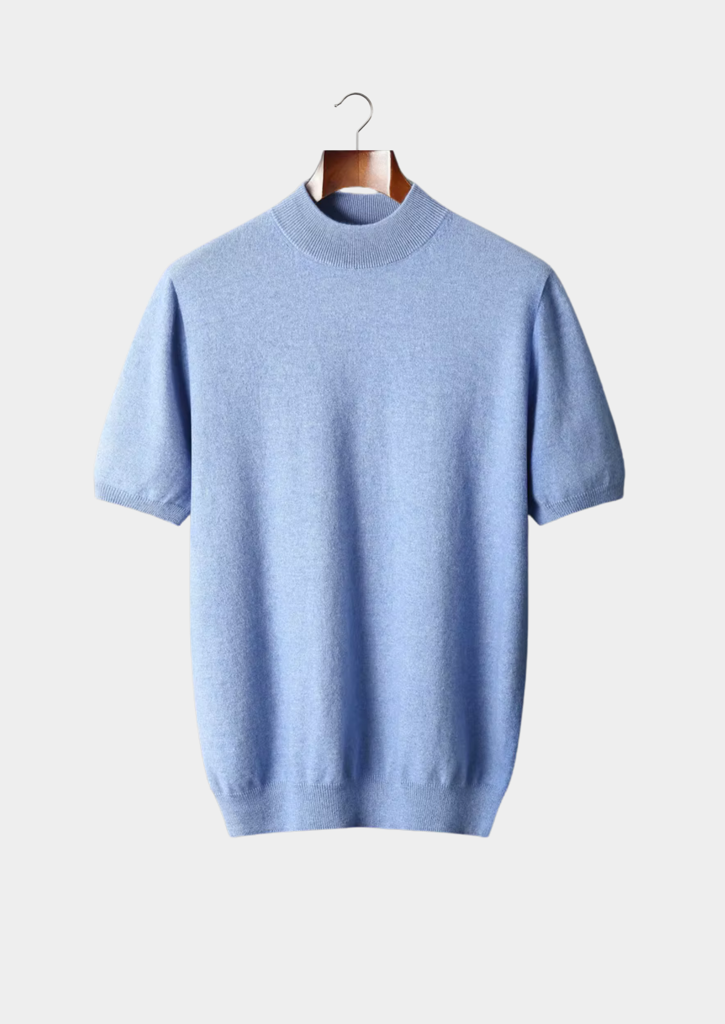 Premium Cashmere Mock Neck T-Shirt