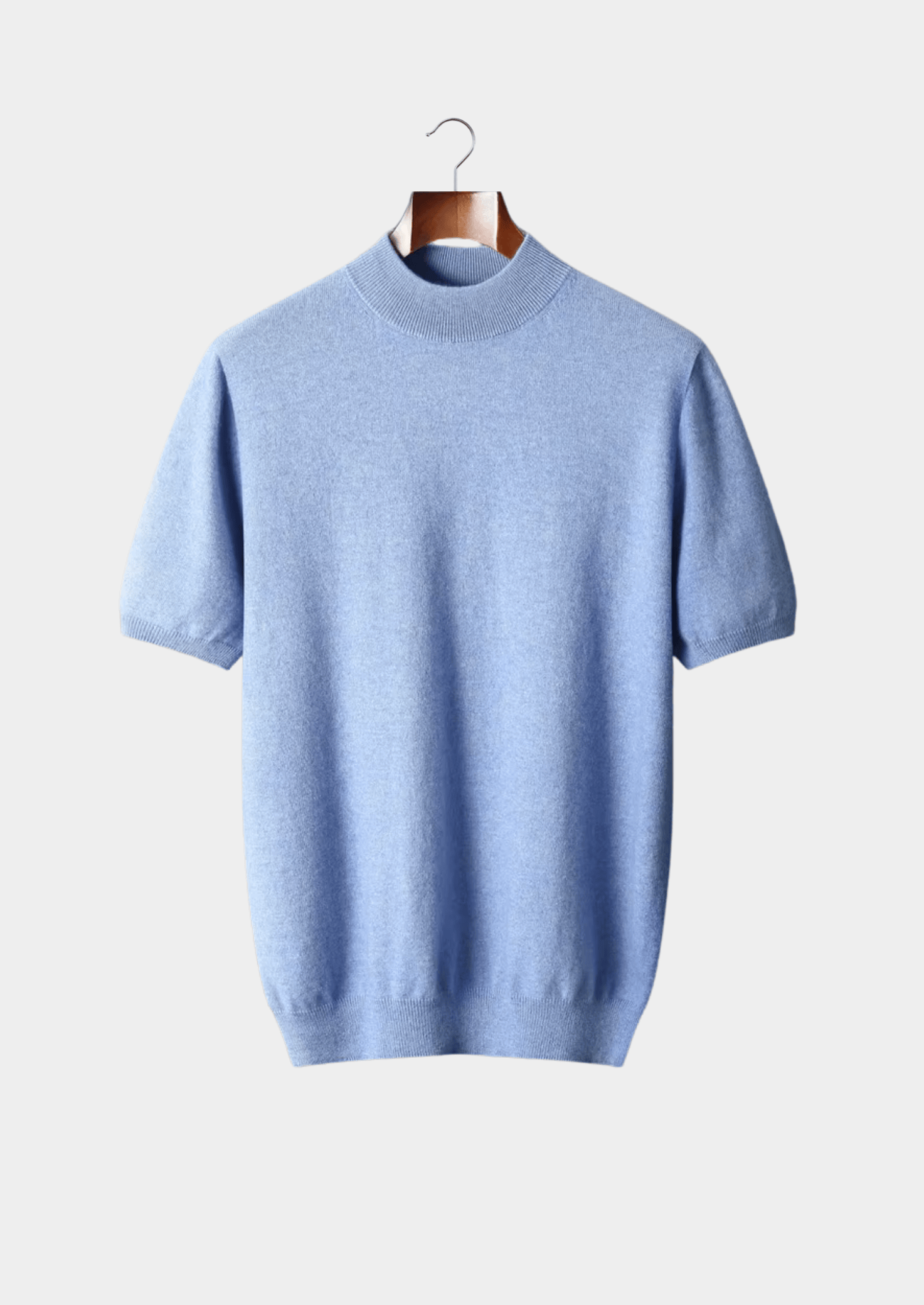 Premium Cashmere Mock Neck T-Shirt