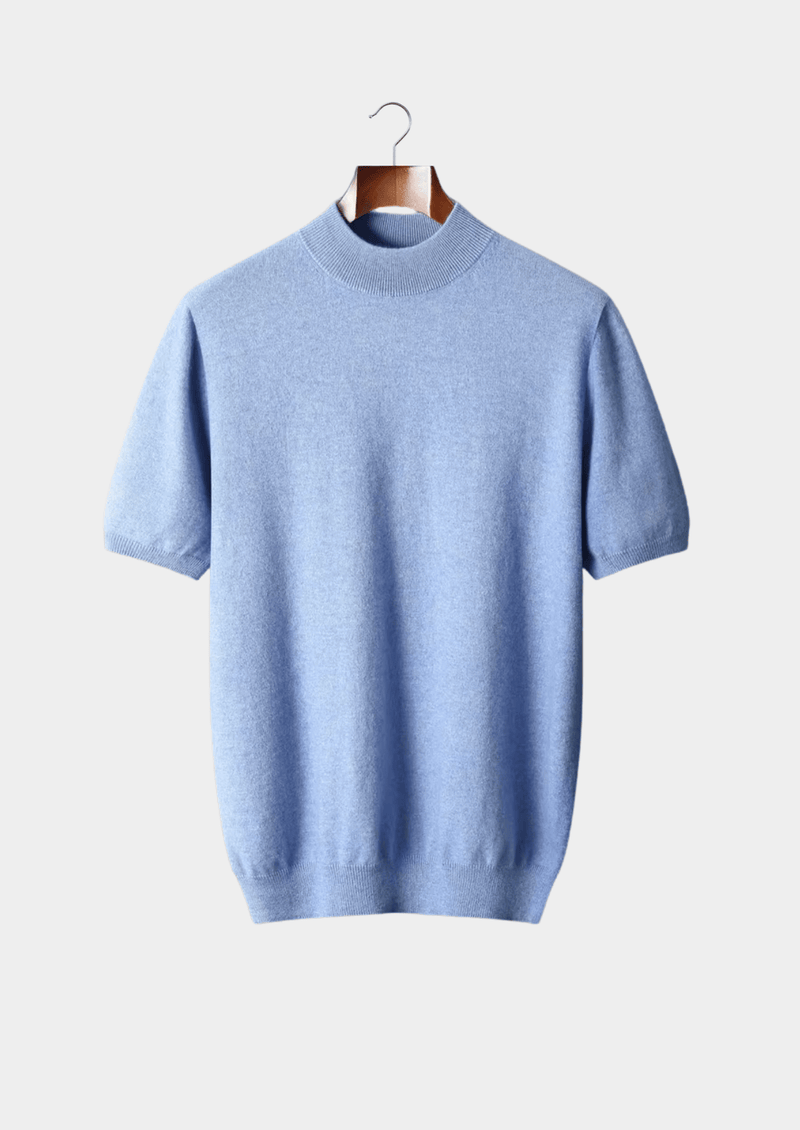 Premium Cashmere Mock Neck T-Shirt
