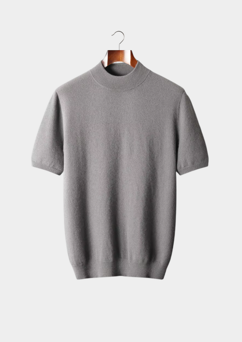 Premium Cashmere Mock Neck T-Shirt