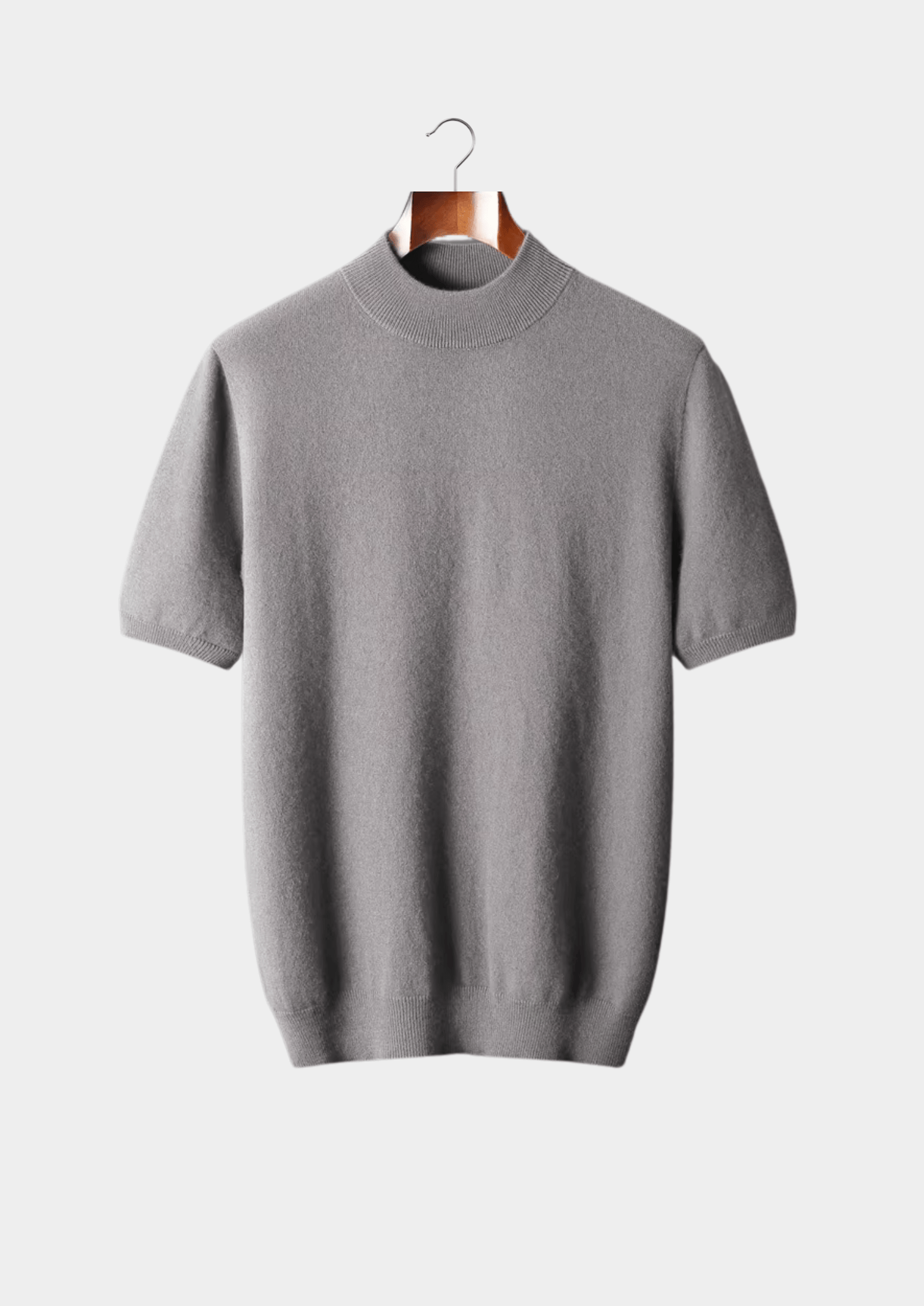 Premium Cashmere Mock Neck T-Shirt