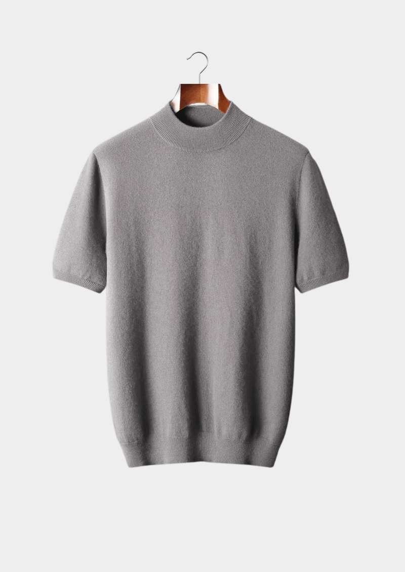 Premium Cashmere Mock Neck T-Shirt