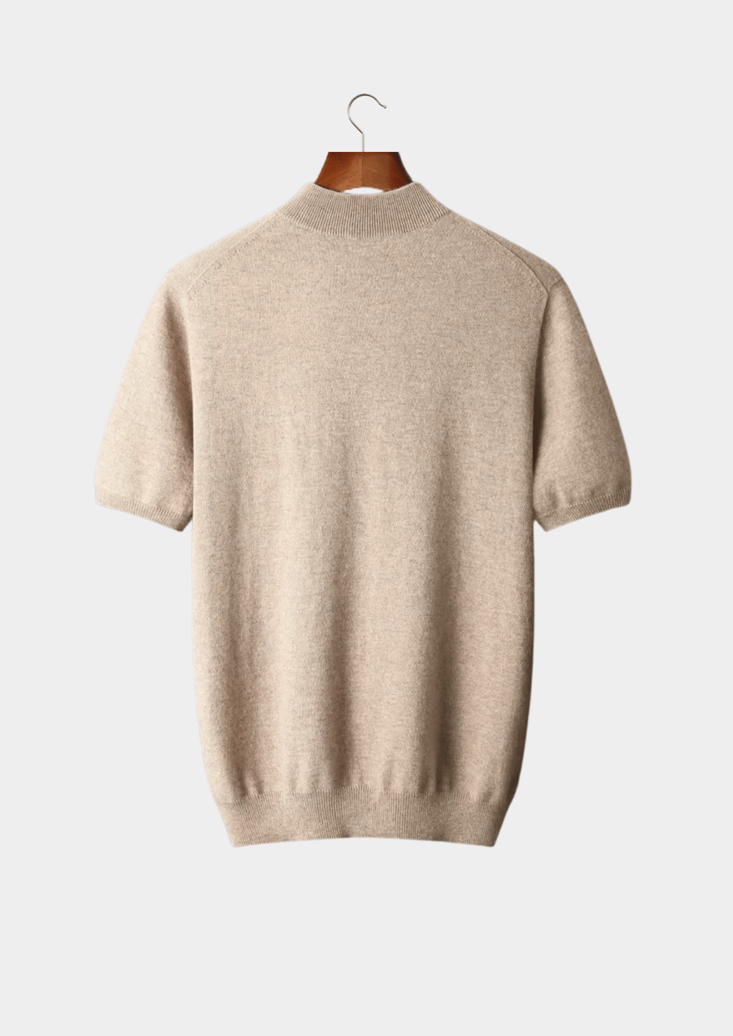 Premium Cashmere Mock Neck T-Shirt