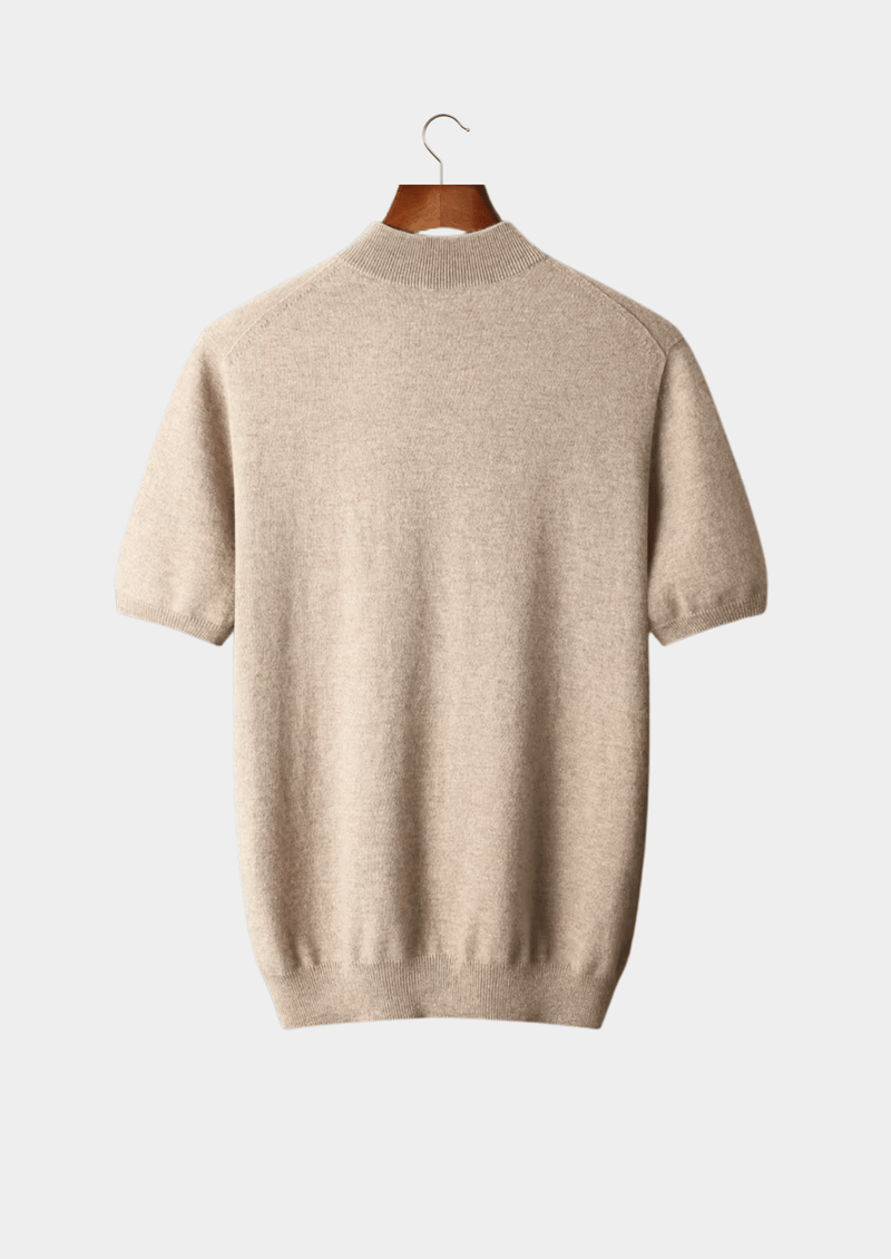 Premium Cashmere Mock Neck T-Shirt