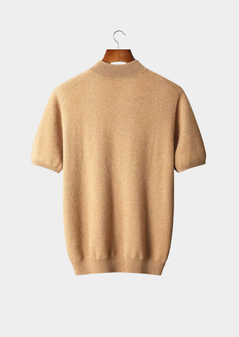 Premium Cashmere Mock Neck T-Shirt