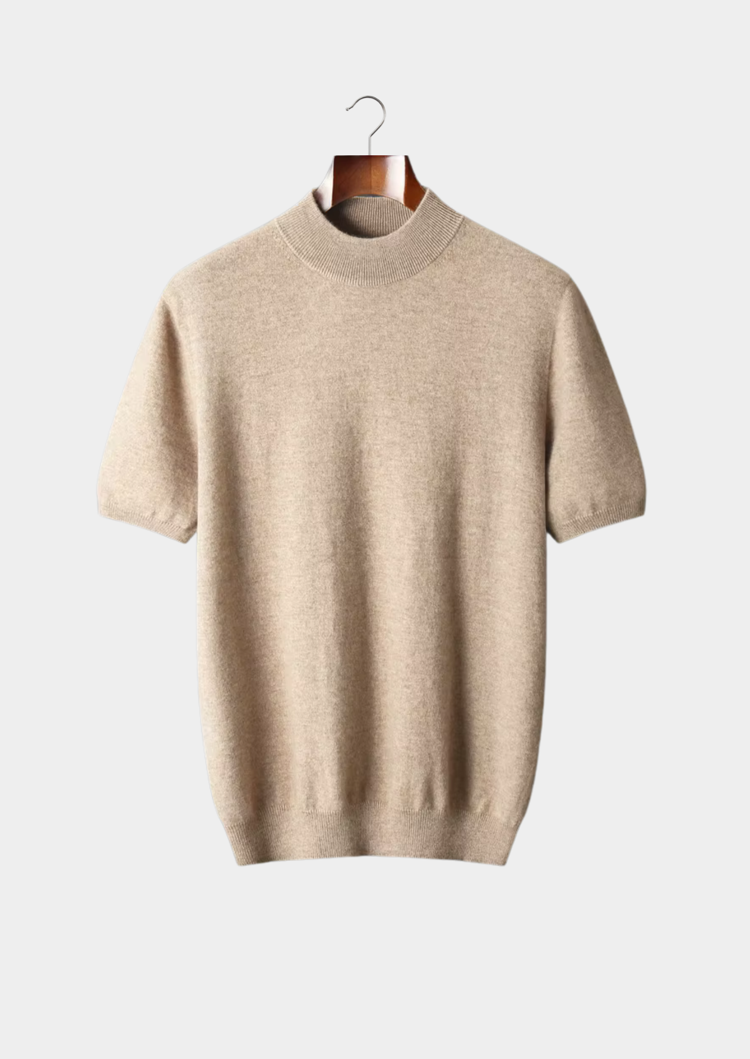 Premium Cashmere Mock Neck T-Shirt