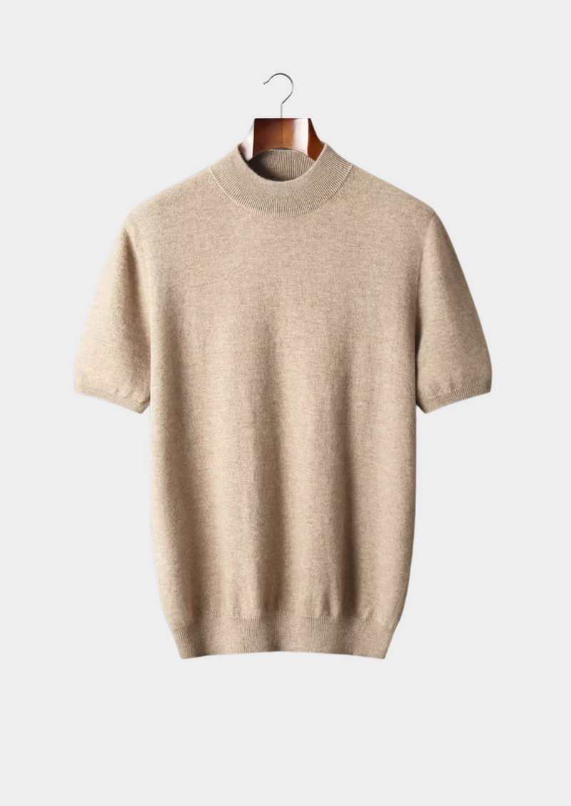 Premium Cashmere Mock Neck T-Shirt