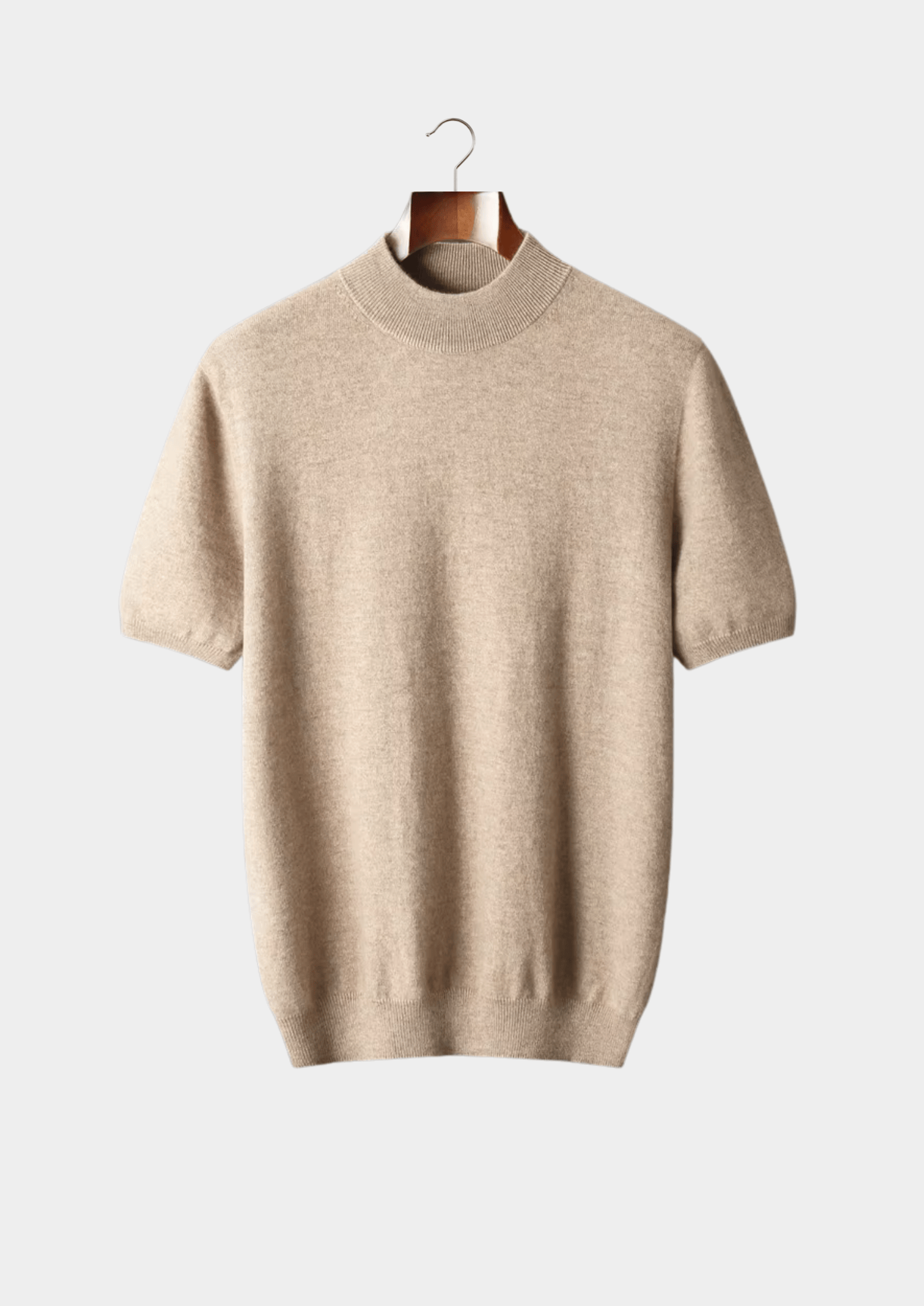 Premium Cashmere Mock Neck T-Shirt