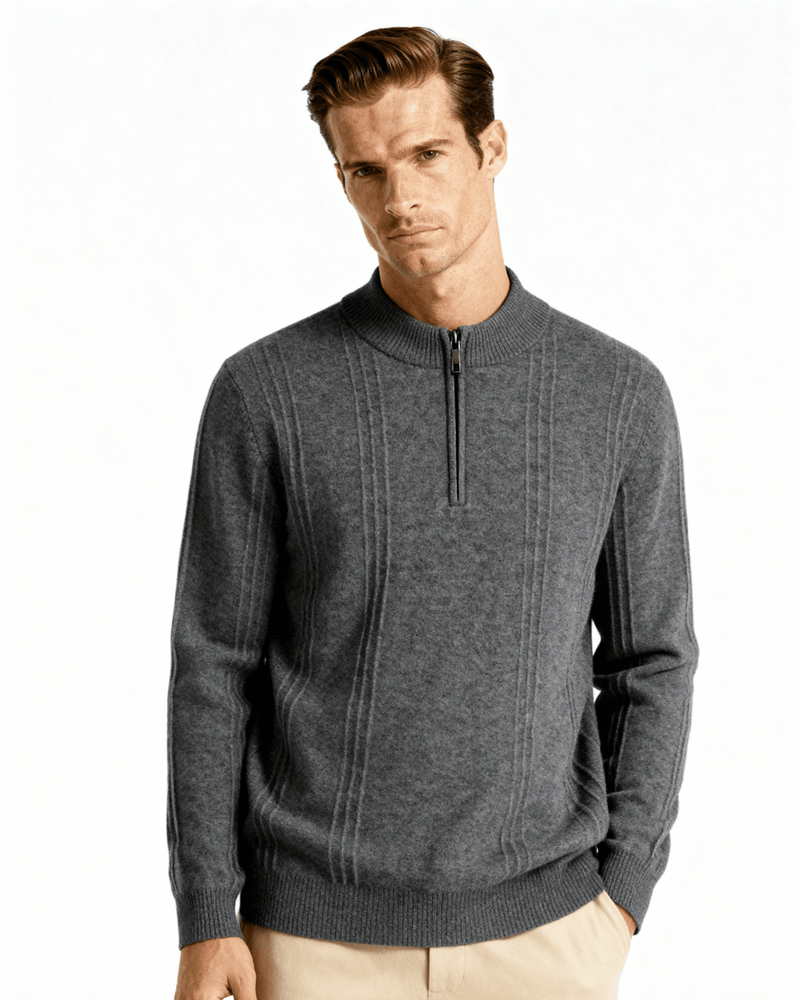 100% Cashmere Ribbed Half Zip