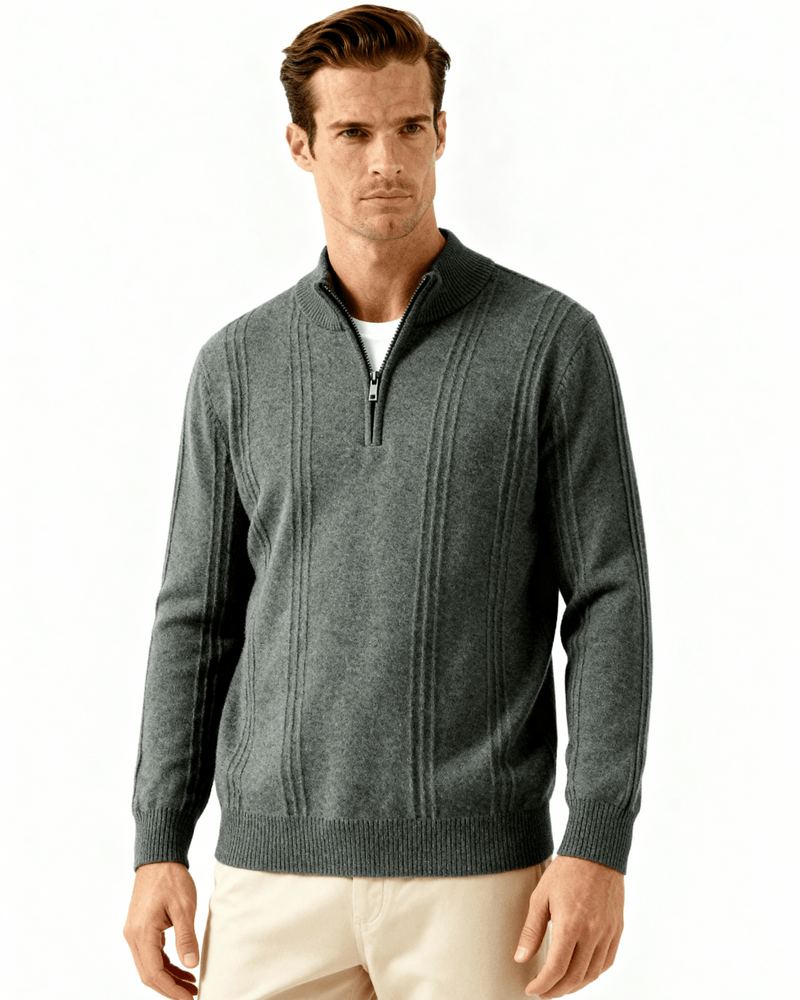 100% Cashmere Ribbed Half Zip