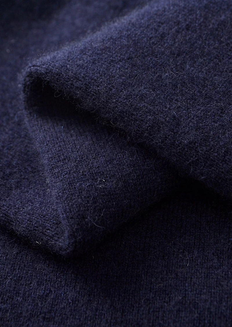 PURE EXTRA-FINE MERINO WOOL TWO-TONE POLO CARDIGAN