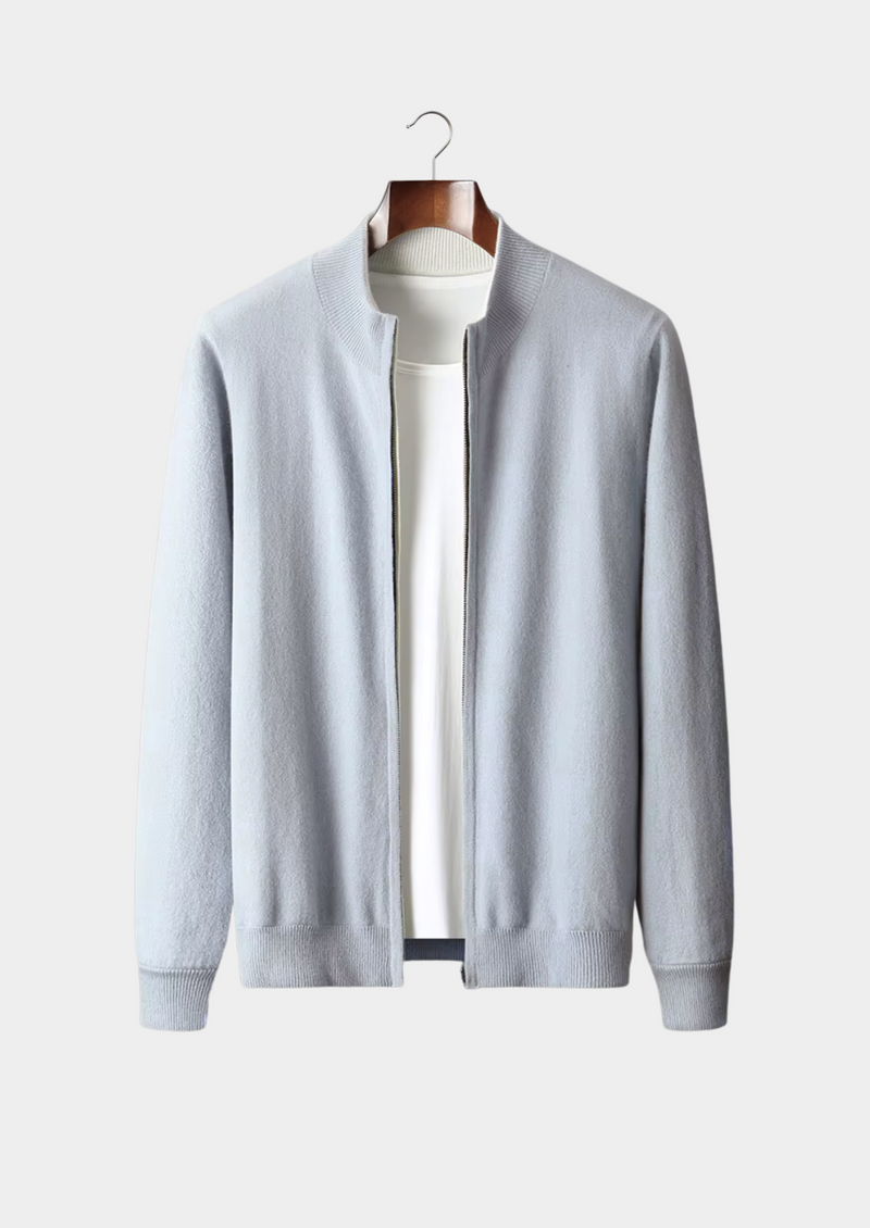 PURE EXTRA-FINE MERINO WOOL ZIP CARDIGAN