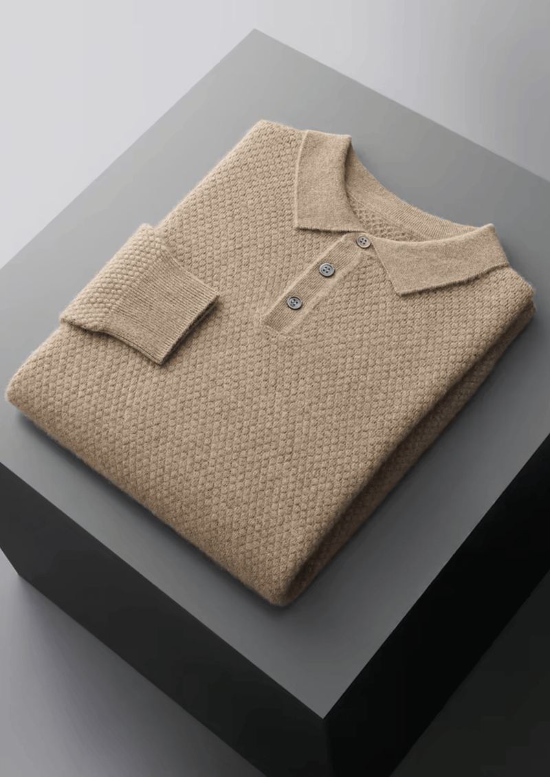 Premium Cashmere Textured Sweater Polo