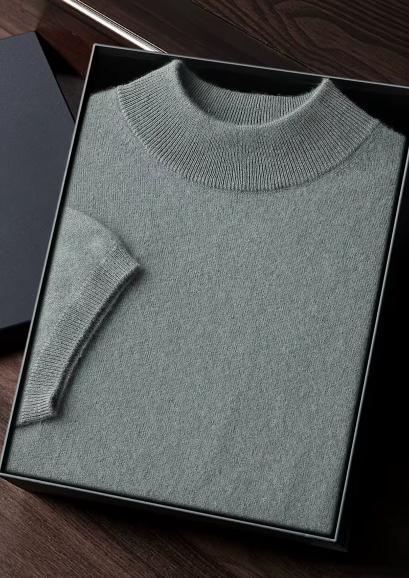 Premium Cashmere Mock Neck T-Shirt