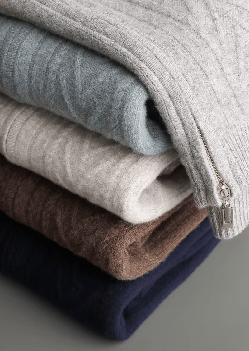 Pure Extra-Fine Merino Wool Patterned Zip Cardigan