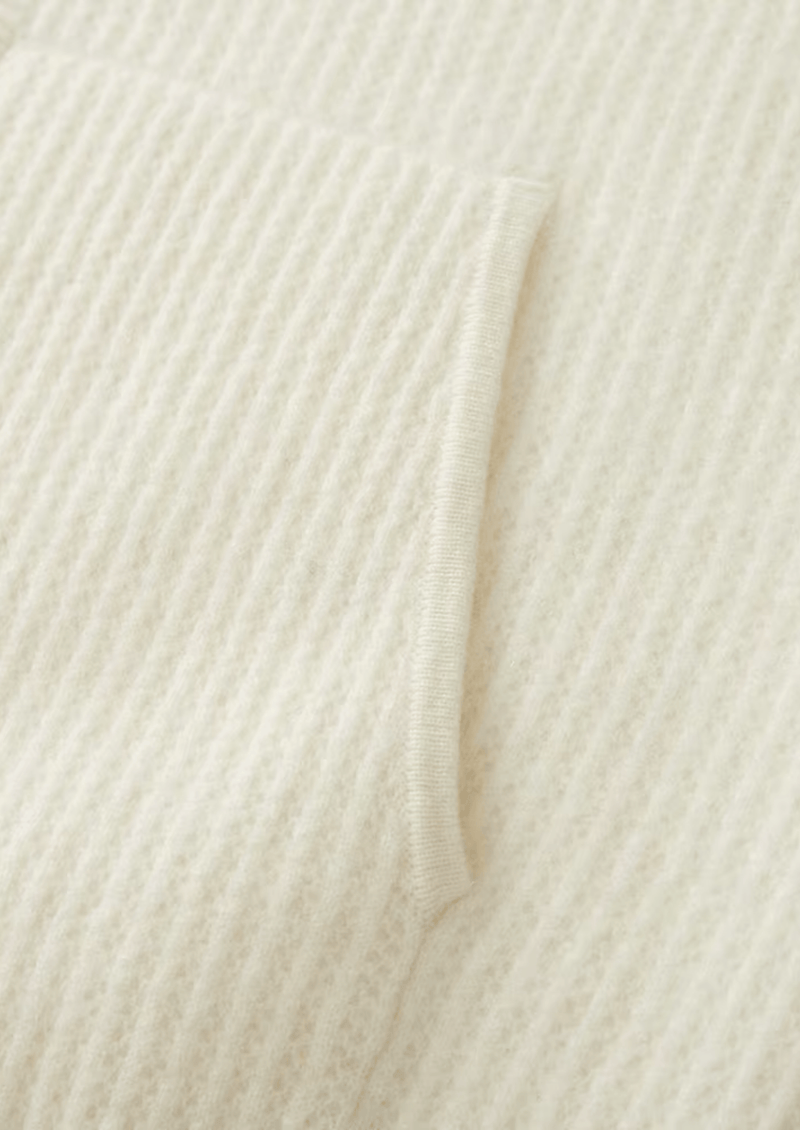 PURE EXTRA-FINE MERINO WOOL RIBBED ZIPPER HOODIE