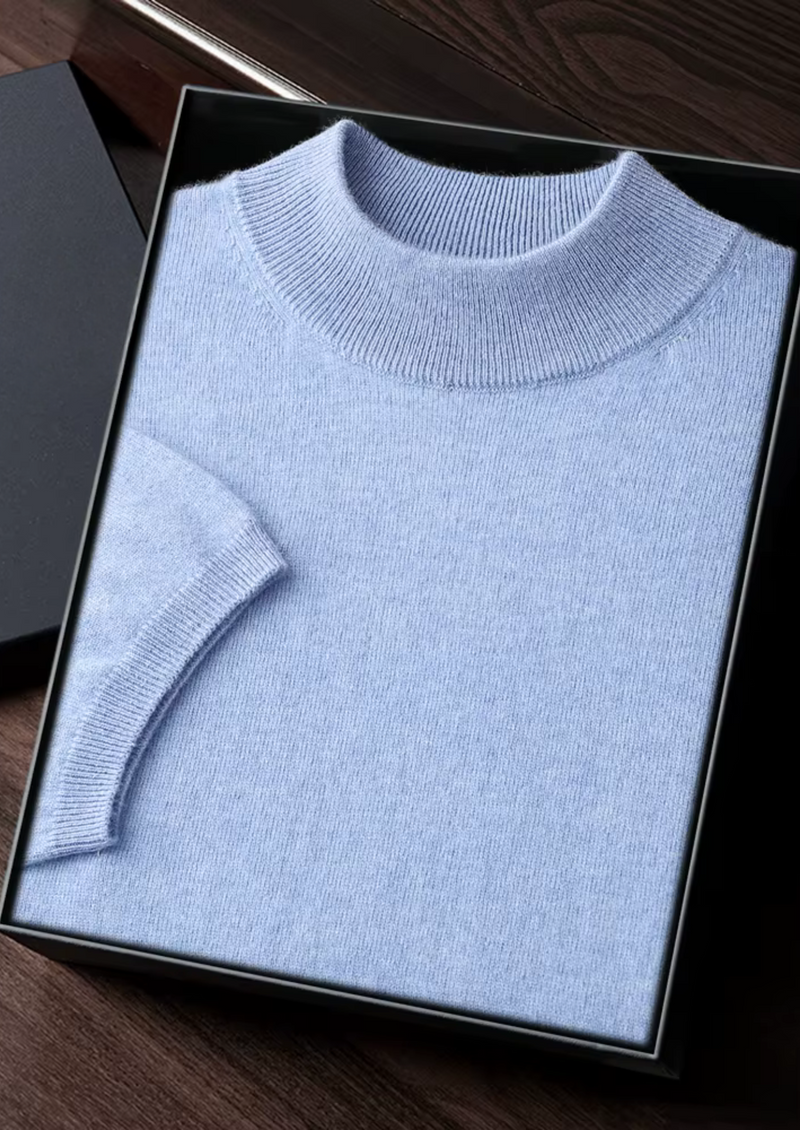 Premium Cashmere Mock Neck T-Shirt