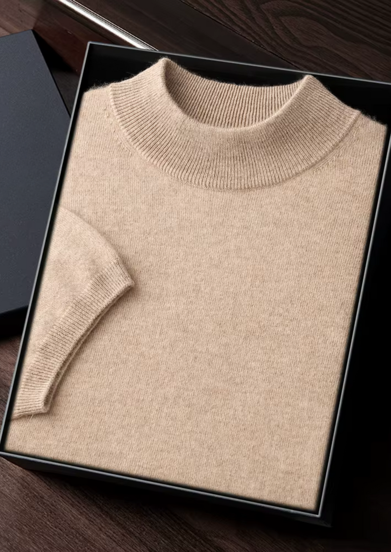 Premium Cashmere Mock Neck T-Shirt