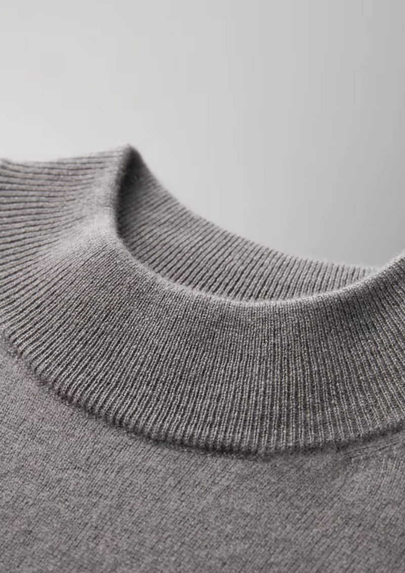 Premium Cashmere Mock Neck T-Shirt